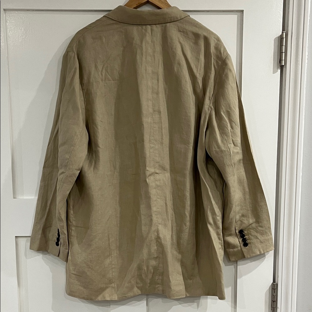 Everlane Beige Linen Double Breasted Blazer Size 14 - Picture 3 of 6